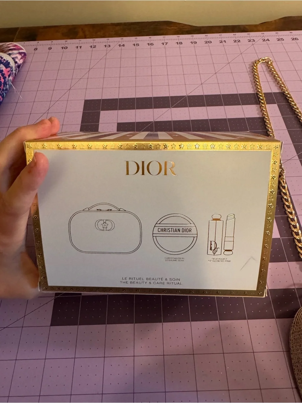 Christian Dior Beauty Gold Sparkle Bag